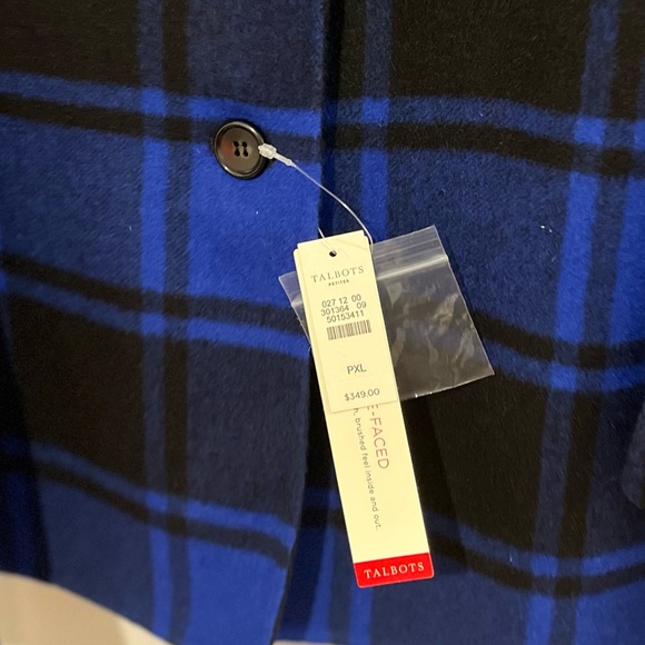 TALBOTS NWT AUTHENTIC TARTAN MAJESTY BLUE & BLACK COLLARLESS CLASIC JACKET - Picture 7 of 17